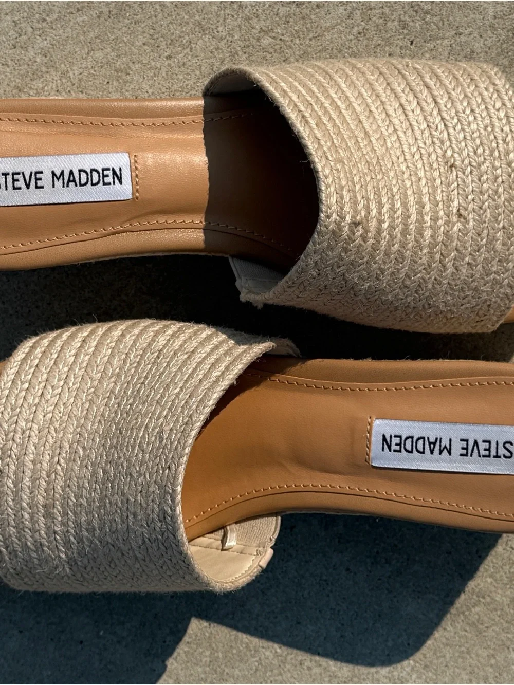 Steve Madden Beige Woven Slide Sandals